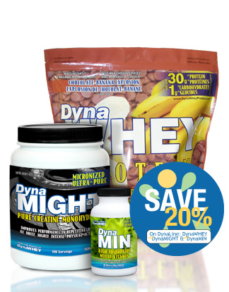 Buy Any DynaLine Product including DynaWHEY, the new DynaMIGHT and new DynaMIN at 20% Discount*